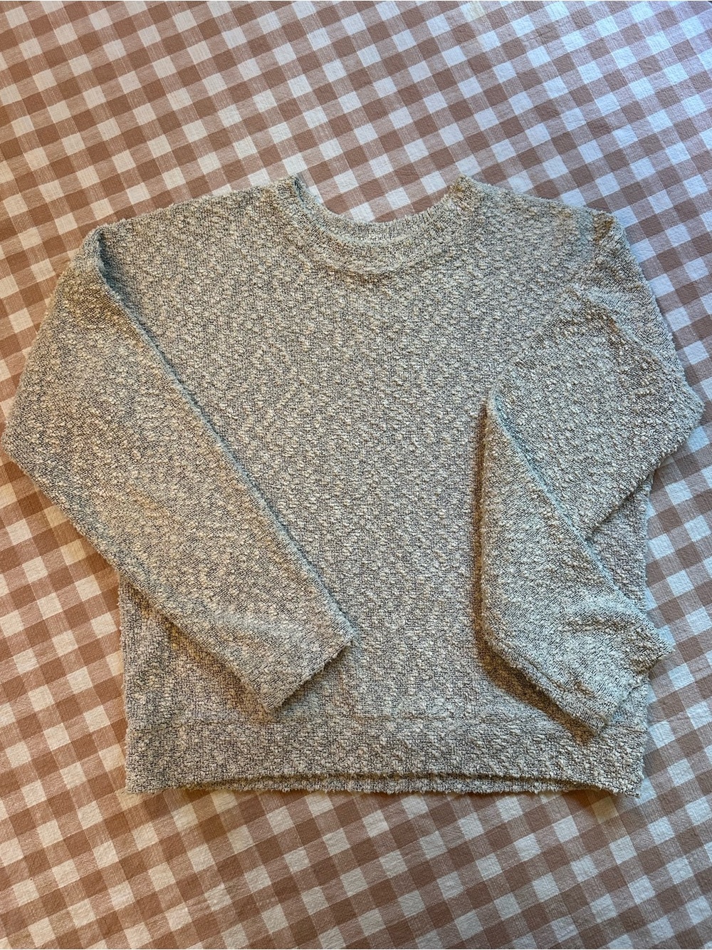 Cozy Textured Heather Gray Crewneck Sweater - sz XS